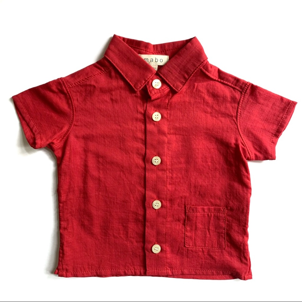Mabo - Organic Cotton Button Down In Red Gauze